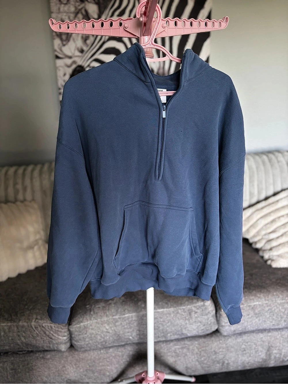 Oversized 1/2 Zip Hoodie Blue